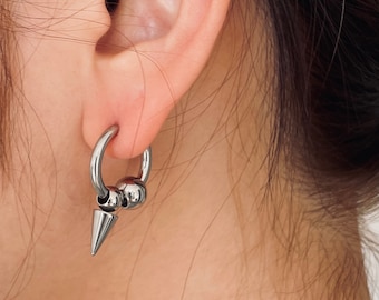 Punk Spike Hoop Earrings: Stainless Steel Gothic Jewelry