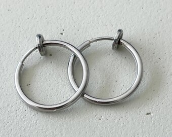 Set di orecchini a cerchio in argento e oro, in acciaio inox