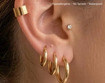2.5mm Gold Huggie Hoop Earrings - 316L Surgical Steel - Waterproof & Hypoallergenic - 8mm to 20mm