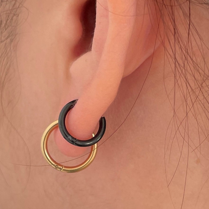 Hypoallergenic Stainless Steel Loop Huggie Hoop Earrings - Stud Style For Men & Women, Piercing Jewelry