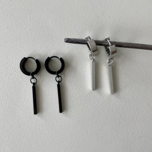 Industrielle Bar Hoop Ohrringe: Chirurgenstahl Ohrhänger, Unisex Schmuck
