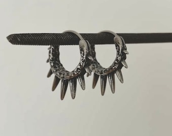Goth Titanium Spike Hoop Earrings: Edgy Punk Jewelry