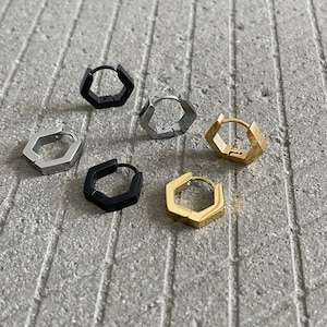 Sleek Hexagon Hoop Earrings for Men and Women - Unisex Jewelry
