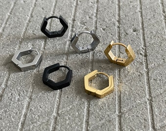 Sleek Hexagon Hoop Earrings for Men and Women - Unisex Jewelry