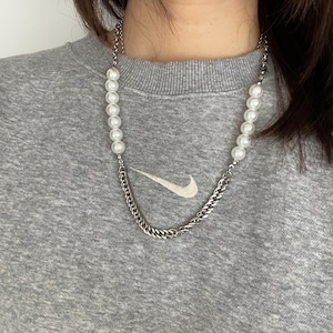 Y2K Pearl Necklace for Him and Her - Layering Necklace - Unique Gift - Stainless Steel Jewelry