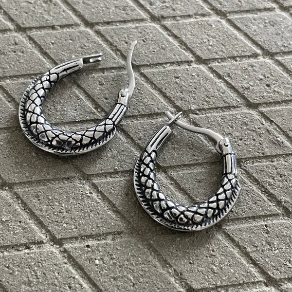 Bold Dragon Hoop Earrings - Edgy and Masculine Fashion Accessories