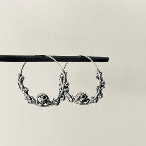 Gothic Victorian Skull Hoop Earrings for Her - Unique Edgy Women Romantic Goth Hoops