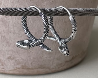 Titanium Snake Hoop Earrings: Boho Reptile Jewelry