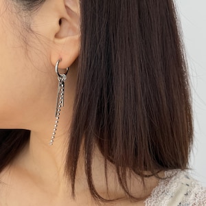 Geometric Grunge Earrings - Stainless Steel Earrings - Dangle Bar Earrings