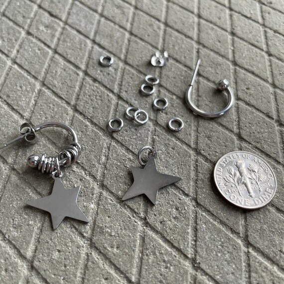 Feilok Orecchini A Stella In Acciaio Inossidabile – Unisex, 7mm, Argento – Con Sacchetto In Velluto - 3