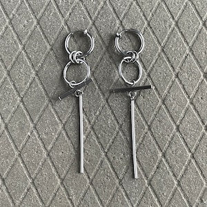 Aesthetic Clip On Earrings - Punk Bar Earrings For Men and Women