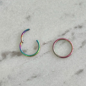 Septum Ring Rainbow Hinged Hoop - Surgical Steel Nose and Body Piercing Jewelry - Perfect Pride Gift