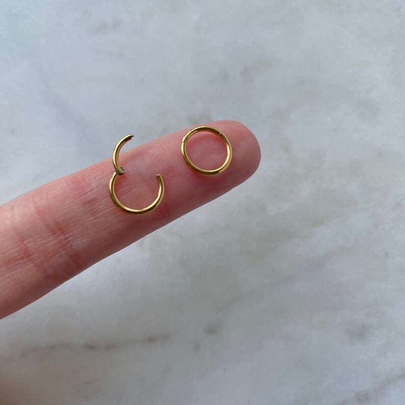 Hinged Nose Ring-316L Surgical Steel-Septum Piercing-Clicker Hoops-Conch-Cartilage-Septum clicker Hoops 20G 18G 16G 14G Gold Nose Ring Hoops 