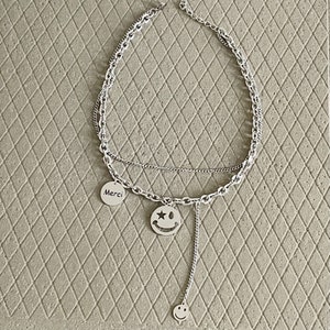 Quirky Smiley Charms Multi Strand Stainless Steel Necklace - Unique Gift Idea