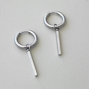 Minimalist Stainless Steel Bar Earrings: Unisex Dangle Jewelry