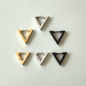 Triangle Hoop Earrings - Minimalist Stainless Steel Hoops - Geometric Earrings - Unisex Earrings