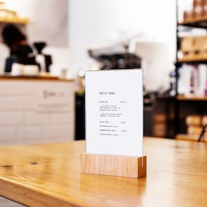 Bar-Menü-Schild, Menü-Brett, Restaurant-Menü, Fotoständer, Café-Menühalter, Hochzeitstischnummer, Acrylschild Holde, Menükartenhalter aus Holz