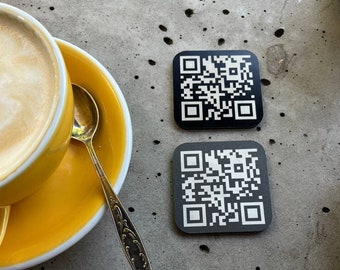 Graverad QR-kodskylt: Meny i rostfritt stål, skanna för att betala