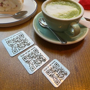 Metall QR-Code für Bar-Speisekarte, Scan-to-Pay-Zeichen, QR-Visitenkarte, Edelstahl QR-Zeichen, QR-Visitenkarte
