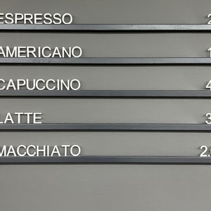 Menu de bar, quadro de menu semanal, menu de parede de trilhos, quadro de menu, quadro de cartas, quadro de mensagens, quadro de madeira de café