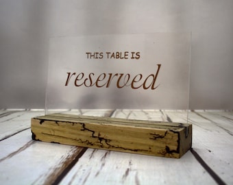 Gold Engraved Acrylic Reserved Table Sign - Restaurant Wedding Decor