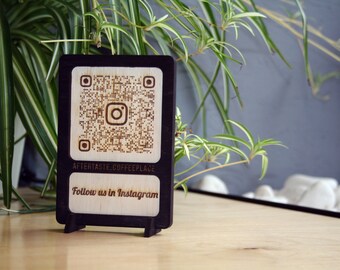 Custom Wooden QR Code Sign: Scan to View Menu, Social Media