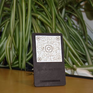 Signo QR de menú de bar, Menú de escaneo de signo qr personalizado hecho de madera, Signo qr de mesa para restaurante, cafetería, bar, hotel