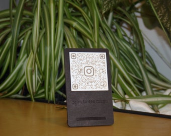 Anpassad trämenyskylt med QR-kod för restaurang, café, bar