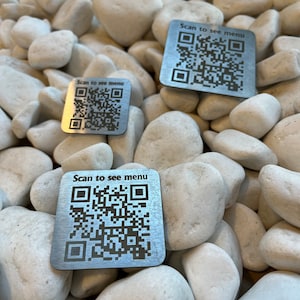 Metalen QR-code voor barmenu, QR-visitekaartje, roestvrijstalen qr-bord, bord 'Scannen om te betalen'