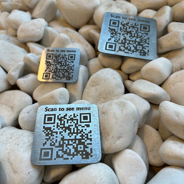 Metal QR Code for bar menu, QR business card, Stainless steel qr sign, Scan to pay sign