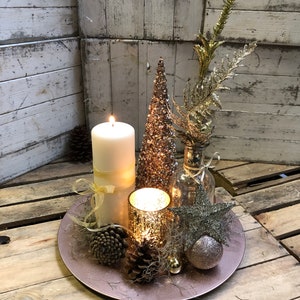 Christmas Table Decoration/centrepiece Round Rose Gold & - Etsy UK