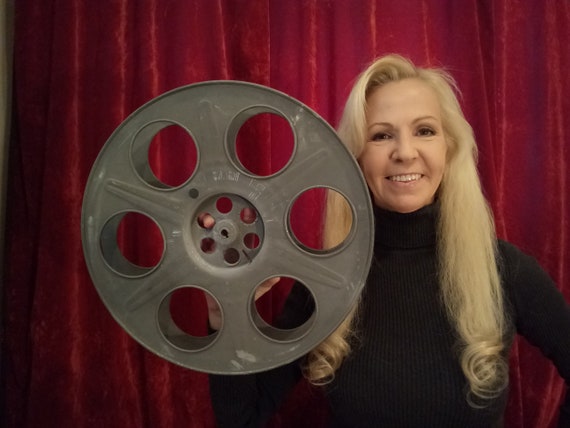 Authentic Hollywood Vintage Metal Movie Reel, Gray Steel, 35mm