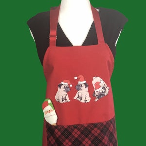 Delantal navideño de carlino con espátula: regalo de repostería navideña
