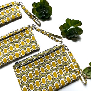 Elegante pulsera doble zip amarilla y blanca - Juego de 3 o individualmente / Organizadores de bolsos / Bolsas de embrague / Carteras / Bolsa de noche / Bolsa con cremallera