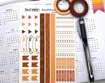 Planner Sticker Sheet – BROWN | Cute Rainbow | Bullet Journal Stickers, Planner Stickers, Scrapbook Stickers, Journal Stickers