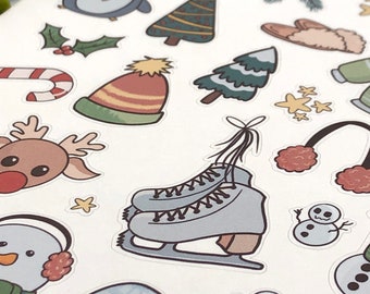 Hoja de pegatinas – Invierno 1 / Invierno lindo / Pegatinas del diario de balas, pegatinas del planificador, pegatinas de scrapbook, pegatinas de invierno, pegatinas del diario