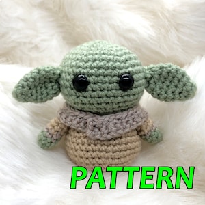 Virkat Baby Space Alien Amigurumi Mönster | Söt Dekor, Gosedjur, Gosedjur | Baby Yoda, Grogu, Barnet