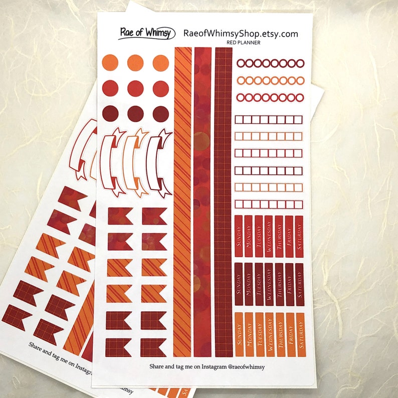Planner Sticker Sheet – RED | Cute Rainbow | Bullet Journal Stickers ...