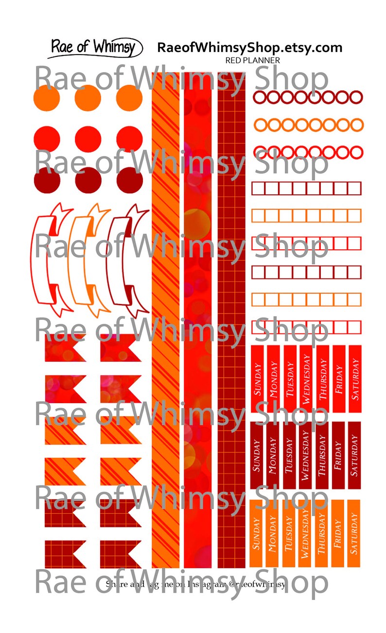 Planner Sticker Sheet – RED | Cute Rainbow | Bullet Journal Stickers ...