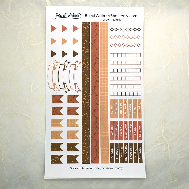 Planner Sticker Sheet – BROWN | Cute Rainbow | Bullet Journal Stickers ...