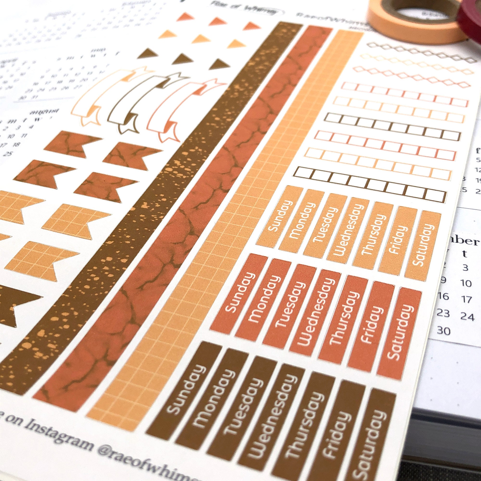 Planner Sticker Sheet – BROWN | Cute Rainbow | Bullet Journal Stickers ...