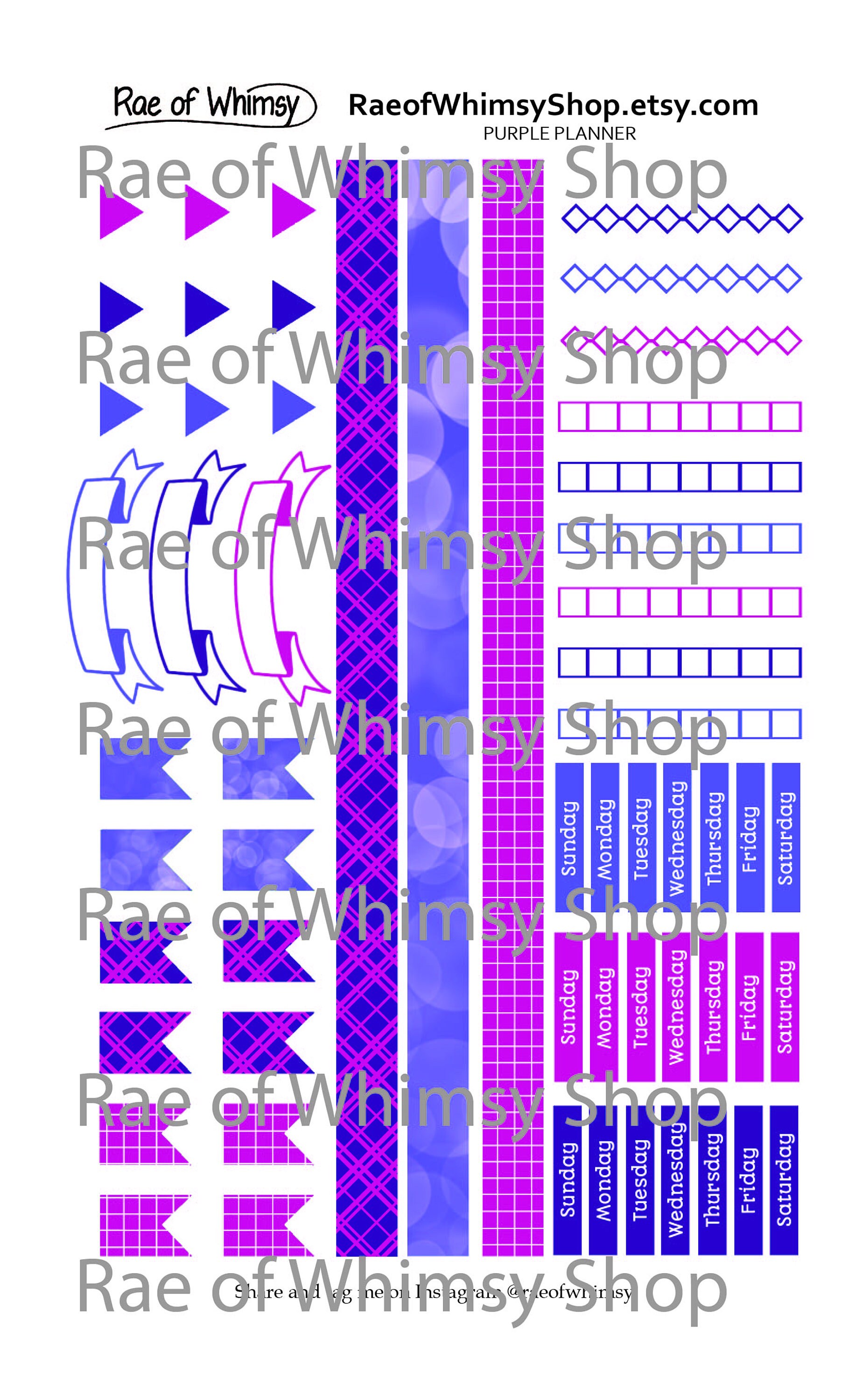 Planner Sticker Sheet – PURPLE | Cute Rainbow | Bullet Journal Stickers ...