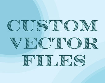 May include: Blue and white graphic with the text "CUSTOM VECTOR FILES" in a bold, serif font. The background is a gradient of light blue and white with a wavy line at the bottom.