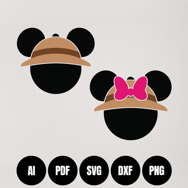Mickey / Minnie Safari - Digital Download - Make Your Own (svg, ai, pdf, png, dxf)