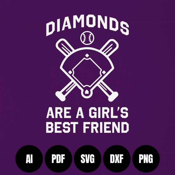Diamonds Are A Girl's Best Friend - Softball, Baseball - Digital Download - Make Your Own (svg, ai, pdf, png, dxf)