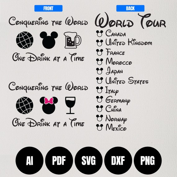 Drink Around the World Disney EPCOT World Tour Digital Etsy