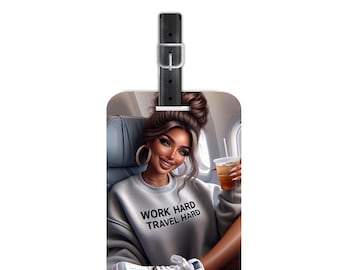 Work Hard Travel Hard Luggage Tag and Passport Cover Combo, PNG Sublimation Design