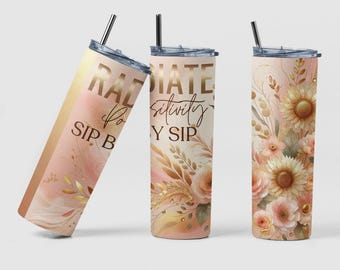 Gobelet fin Radiate Positivity, 20 oz | Emballage de sublimation PNG | Téléchargement instantané