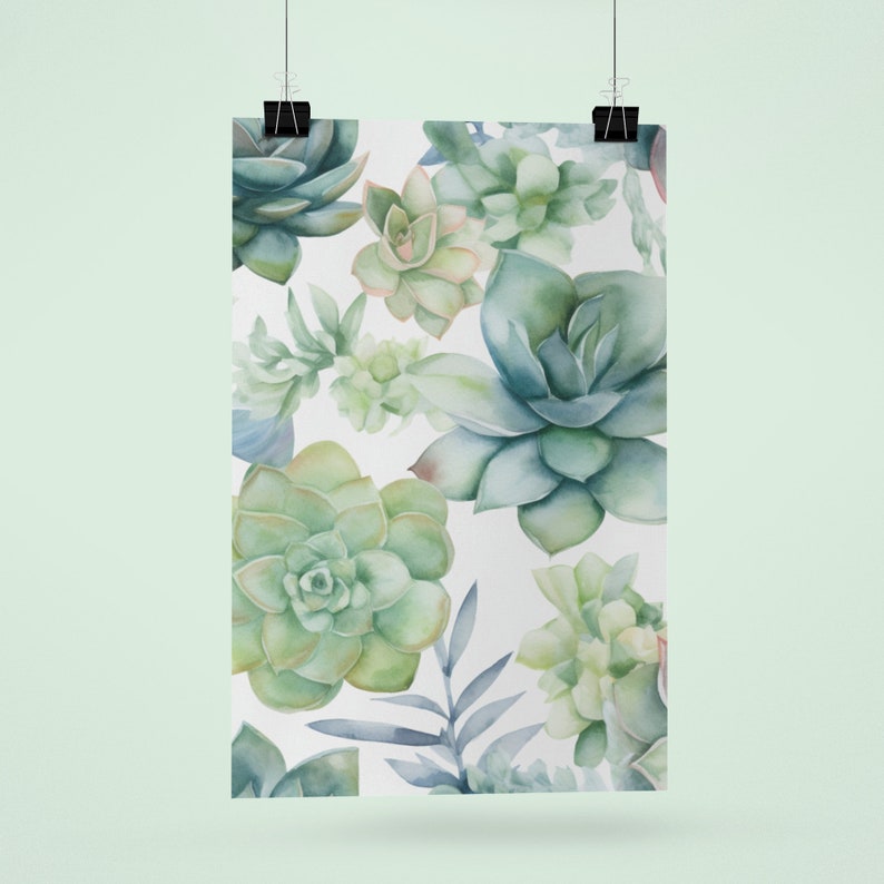 Printable Digital Paper Succulents Illustration Seamless Pattern ...