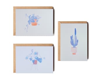 3er Set Risoprints Karten Pflanze A6